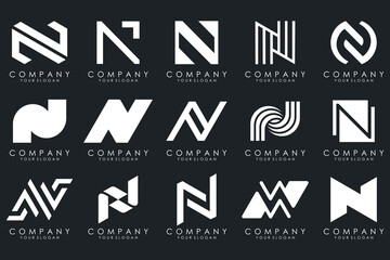set of Abstract letter N logo design. modern creative logotype monogram icon design inspiration.
