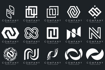 set of Abstract letter N logo design. modern creative logotype monogram icon design inspiration.