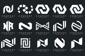 set of Abstract letter N logo design. modern creative logotype monogram icon design inspiration.