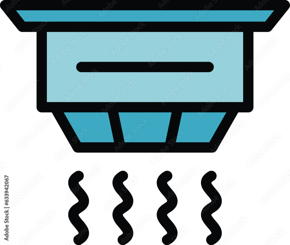 Poster smoke detector code icon outline vector. alarm fire. home control color flat
