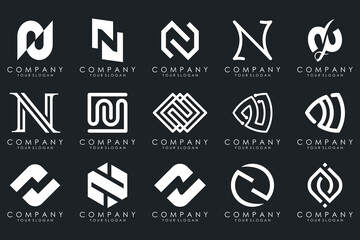 set of Abstract letter N logo design. modern creative logotype monogram icon design inspiration.