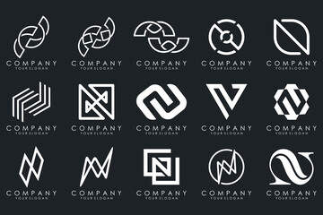 set of Abstract letter N logo design. modern creative logotype monogram icon design inspiration.