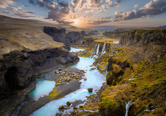 Studlagil basalt canyon, Jokulsa a Dal River. Iceland, Europe. One of the most wonderfull hidden...