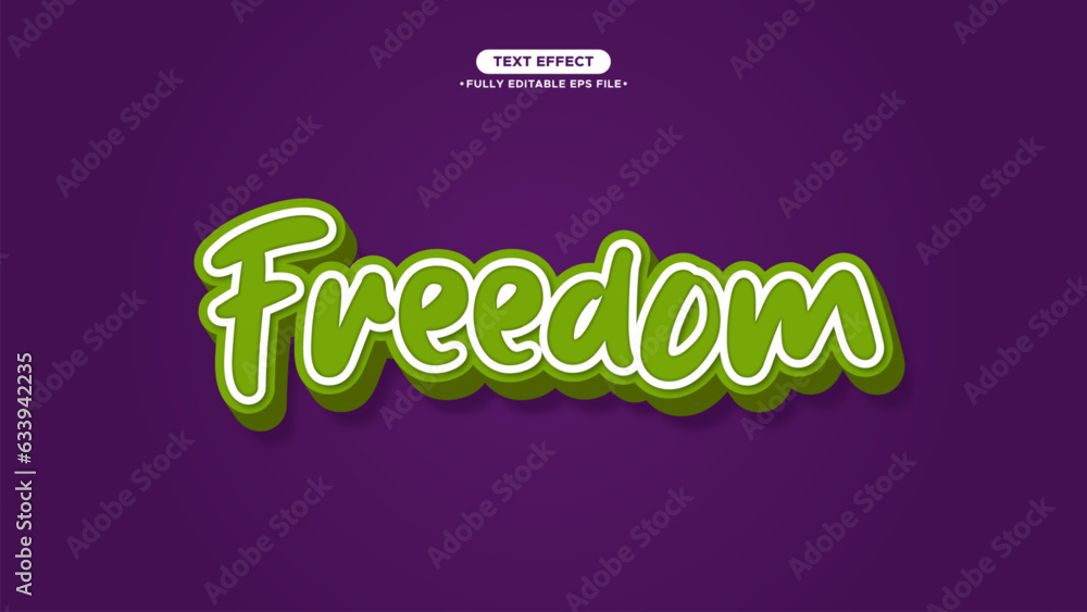Poster freedom 3d bold style text effect editable font and text