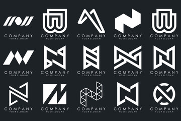 set of Abstract letter N logo design. modern creative logotype monogram icon design inspiration.