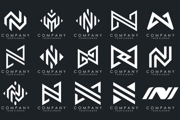 set of Abstract letter N logo design. modern creative logotype monogram icon design inspiration.