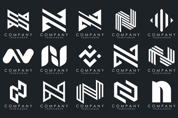 set of Abstract letter N logo design. modern creative logotype monogram icon design inspiration.