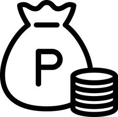 お金の袋とコインのアイコン（ポイント）, money bag icon (point)