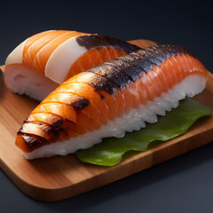 Sushi illustration close up of sashimi sushi set