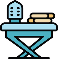 Iron appliance icon outline vector. Cloth board. Electric house color flat