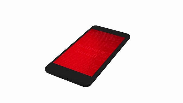 Malware found on your mobile phone motion graphics. Virus found animation. Danger allert.