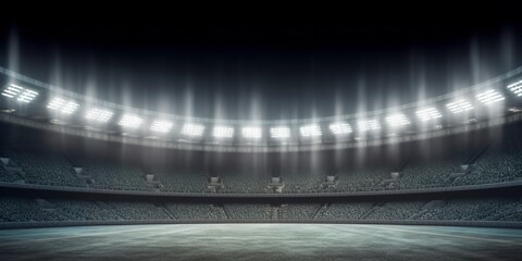 The football stadium at night. Generative AI - obrazy, fototapety, plakaty
