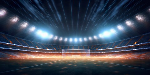 Fototapeta na wymiar The football stadium at night. Generative AI