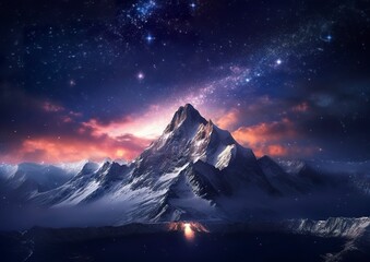 The milky rising in the night sky over the mountains, landscapes, AI Generative