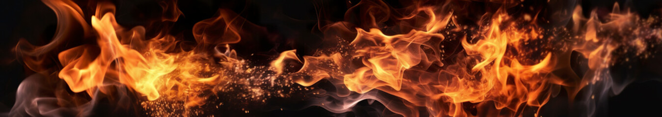 Fire flames on black background. AI Generative