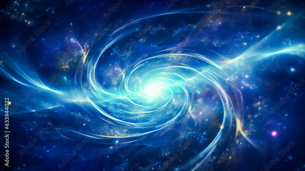 Wall mural abstract swirl of light in blue space. generic technology and science background illustration.