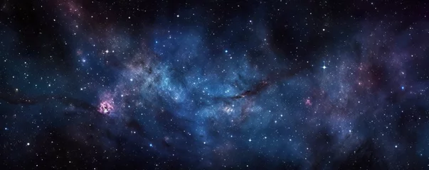 Foto op Canvas a photo of very dark starry night space taken from James Webb Space Telescope, night sky, dark black and dark blue tone, nebula, AI Generative © ANNY