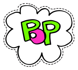 Pop or burst, sketchy sticker or icon for chat