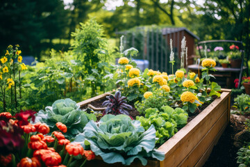Fototapeta na wymiar Organic vegetables, harvest vegetables in the garden. Generative AI