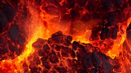 Burning coals from a fire abstract background. AI Generative - obrazy, fototapety, plakaty
