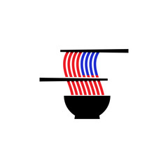 Noodles logo with american flag concept
