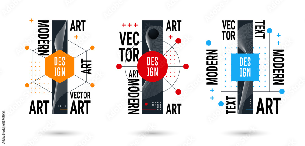 Poster abstract banner. modern graphic magazine cover. frame design. geometric cool collage elements. curve