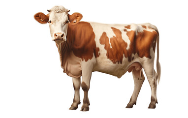 Brown and white color cow with transparent background. Generative AI