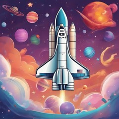Naklejka premium Art Celebrating Rocket Liftoffs and Space Voyages