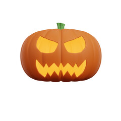 halloween pumpkin icon isolated on white background, 3d render