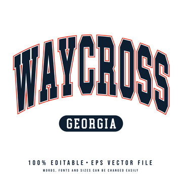 Waycross text effect vector. Editable college t-shirt design printable text effect vector