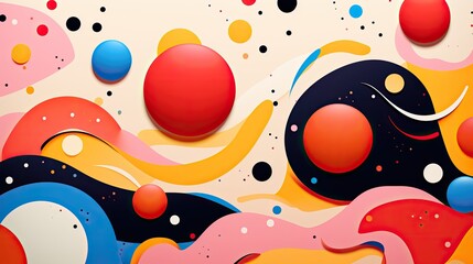 Generative AI - Dynamic Rhythms of Color: Abstract Risograph Circles in Graphic Harmony