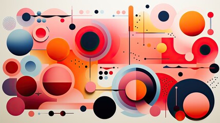 Generative AI - Dynamic Rhythms of Color: Abstract Risograph Circles in Graphic Harmony
