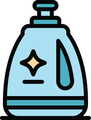 Detergent bottle icon outline vector. Kitchen clean. Wash product color flat