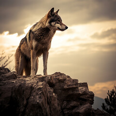 wolf howling at sunrise