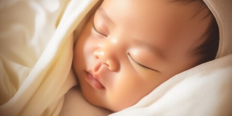 Fototapeta na wymiar illustration of cute baby is sleeping, generative AI
