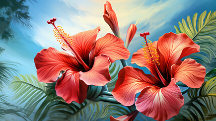 Beautiful tropical scene with exotical flower