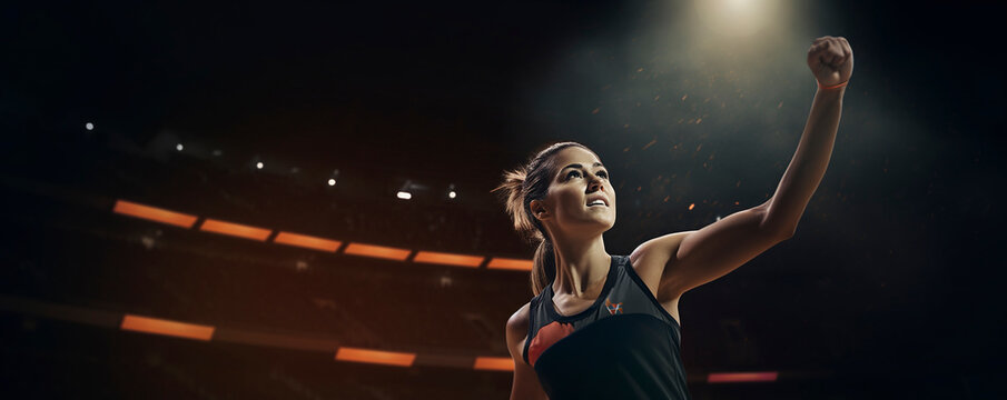 Female Basketball Player Celebrates