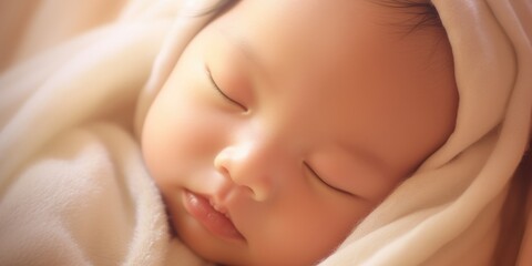 illustration of cute baby is sleeping, generative AI