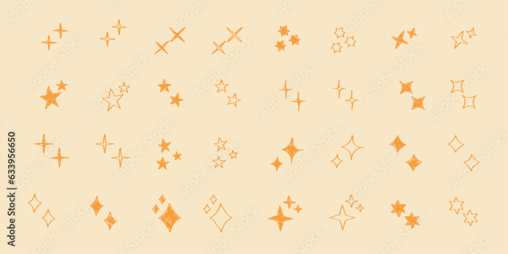 Wall mural stars set icons.shine icons. christmas vector symbols isolated.sparkle star icons..hand drawn vector