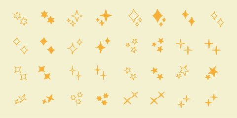 Stars set icons.Shine icons. Christmas vector symbols isolated.Sparkle star icons..Hand drawn vector shining set.