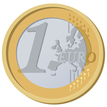 
1 EURO coin drawn in vector style on a white background