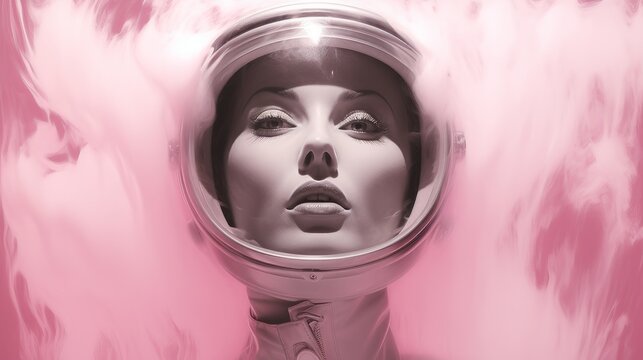 astronaut woman in pink