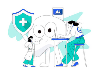 Doctor doing medical examination for patient flat vector concept operation hand drawn illustration
