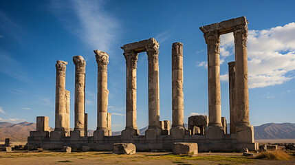 Columns and ruins of Apadana Palace Persepolis Iran