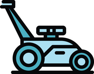 Grass lawn mower icon outline vector. Garden trimmer. Agriculture tool color flat