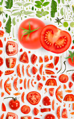 Red Tomato Slice and Leaf Collection