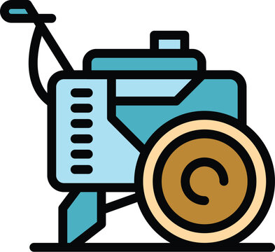 recommend clip art: Agriculture cultivator icon outline vector. Machine farm. Machinery equipment color flat
