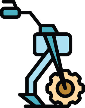 recommend clip art: Cultivator machinery icon outline vector. Farm machine. Tractor agriculture color flat