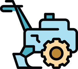 Multicultor icon outline vector. Farm machine. Trimmer combine color flat