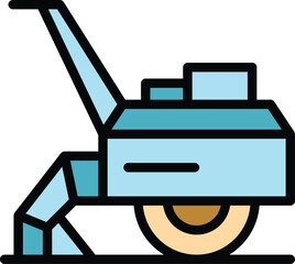 Lawn machinery icon outline vector. Farm machine. Tiller combine color flat